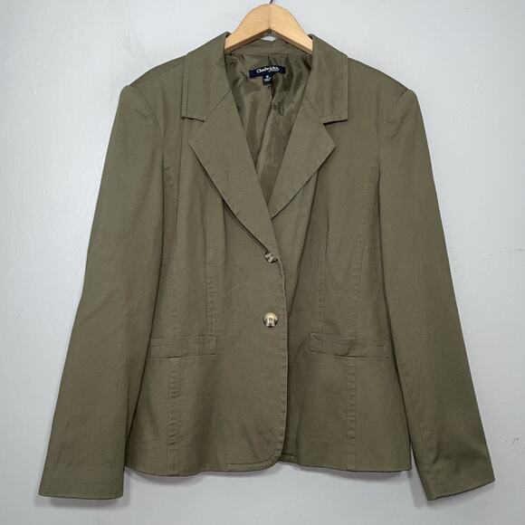 Chadwicks Jackets & Blazers - Chadwicks Jacket Womens Size 18 Olive Green Twill Two Button Blazer Army Utility